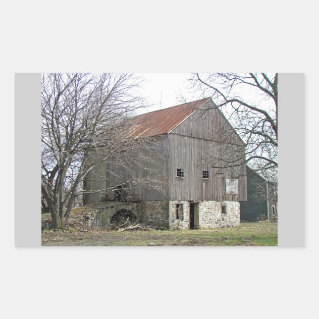 Pegatina Rectangular Old Pennsylvania Bank Barn (Anverso)