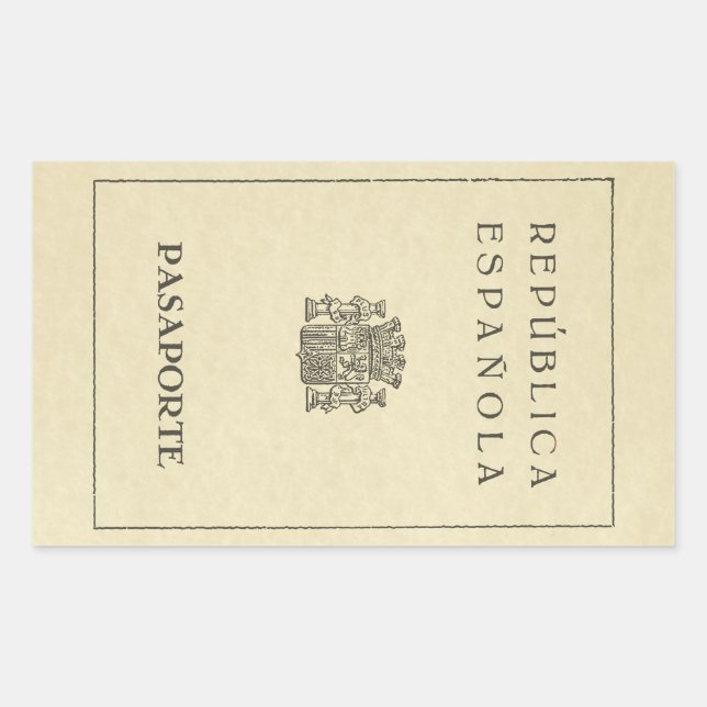 Pegatina Rectangular Old Spanish Republic passport (sepia paper) (Anverso)