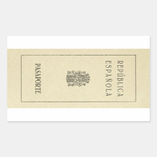 Pegatina Rectangular Old Spanish Republic passport (sepia paper)