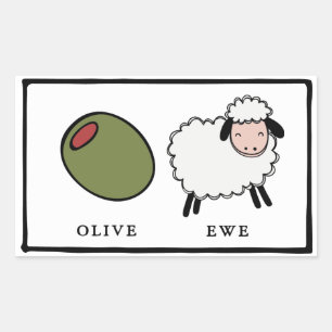 Pegatina Rectangular Olive Ewe Love Puns
