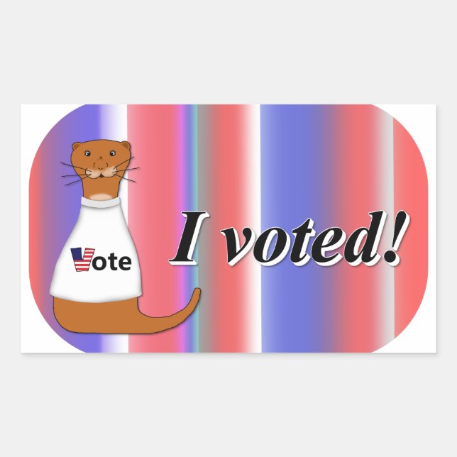 Pegatina Rectangular "Oliver The Otter I Voted Sticker" on Background (Anverso)