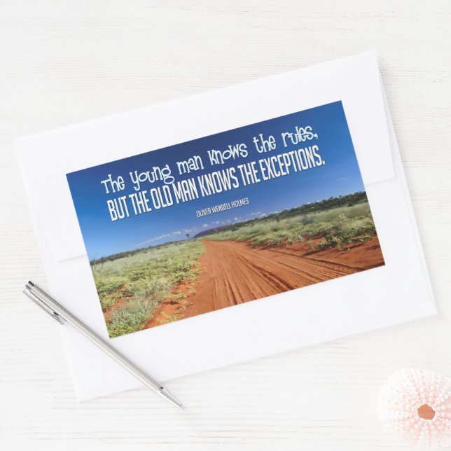 Pegatina Rectangular Oliver Wendell Holmes Cita Inspiradora "Reglas" (Sobre)