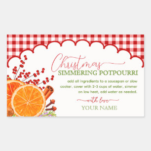 Pegatina Rectangular Olla de Navidad a fuego lento con gingham