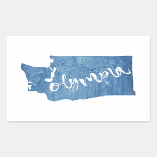 Pegatina Rectangular Olympia Washington Wood Grain