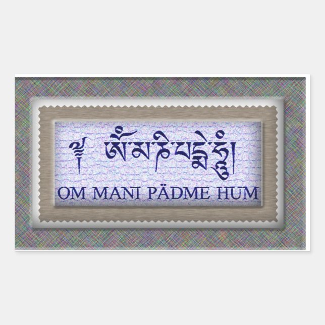Pegatina Rectangular Om Mani Padme Hum (Anverso)