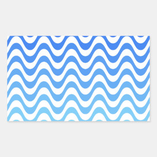 Pegatina Rectangular Ondas azules degradadas