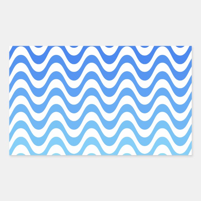 Pegatina Rectangular Ondas azules degradadas (Anverso)