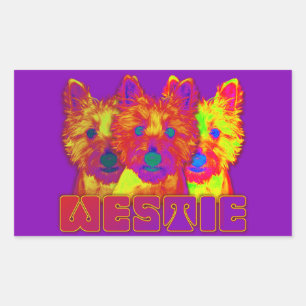 Pegatina Rectangular Op Art - West Highland Terrier