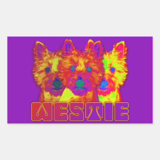 Pegatina Rectangular Op Art - West Highland Terrier