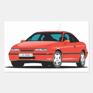 Pegatina Rectangular Opel Calibra frente rojo