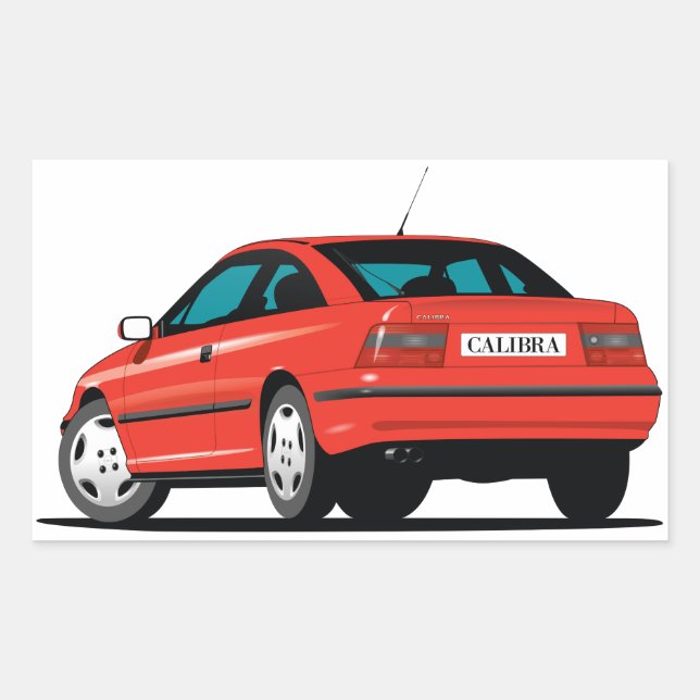Pegatina Rectangular Opel Calibra rojo back (Anverso)