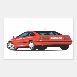 Pegatina Rectangular Opel Calibra rojo back