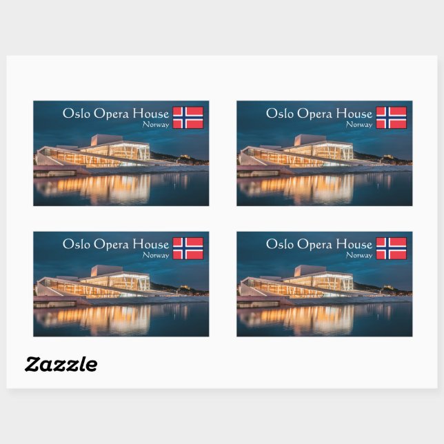 Pegatina Rectangular Ópera de Oslo (Hoja)