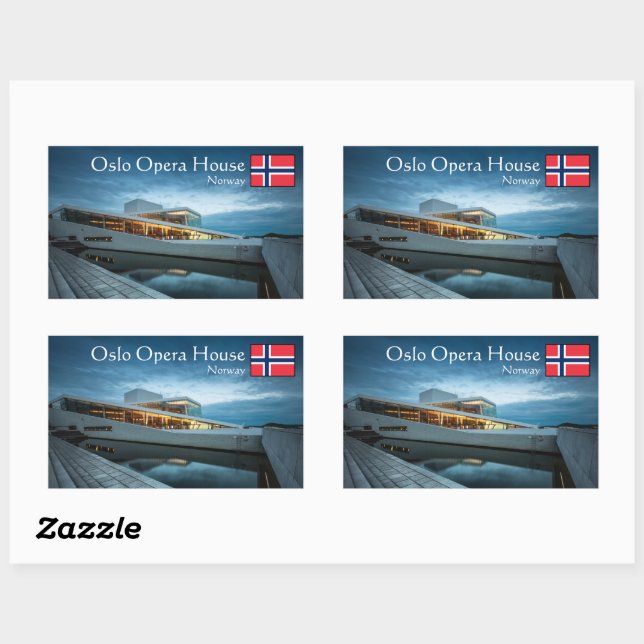 Pegatina Rectangular Ópera de Oslo (Hoja)