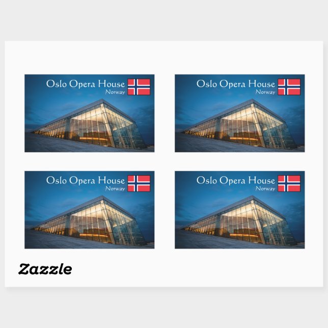 Pegatina Rectangular Ópera de Oslo (Hoja)