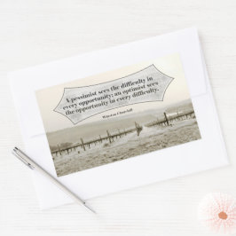 Pegatina Rectangular Oportunidad de cita Inspiradora de Winston Churchi