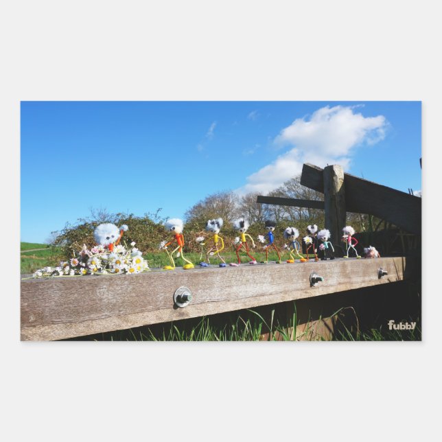 Pegatina Rectangular Optocht van Fubby's naar felicitatie. (Anverso)