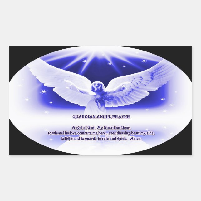 Pegatina Rectangular oración de ángel de guardián (Anverso)