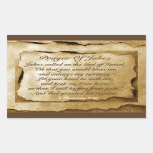 Pegatina Rectangular Oración de Jabez 1 Crónicas 4:10, Biblia Verse