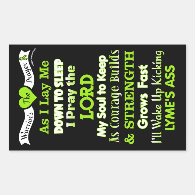 Pegatina Rectangular Oración del guerrero... Lyme (Anverso)