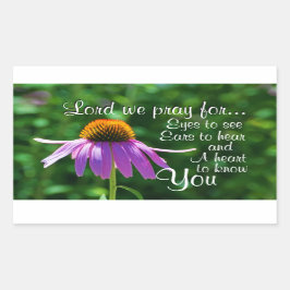 Pegatina Rectangular Oración por los ojos a ver y oídos a escuchar, flo