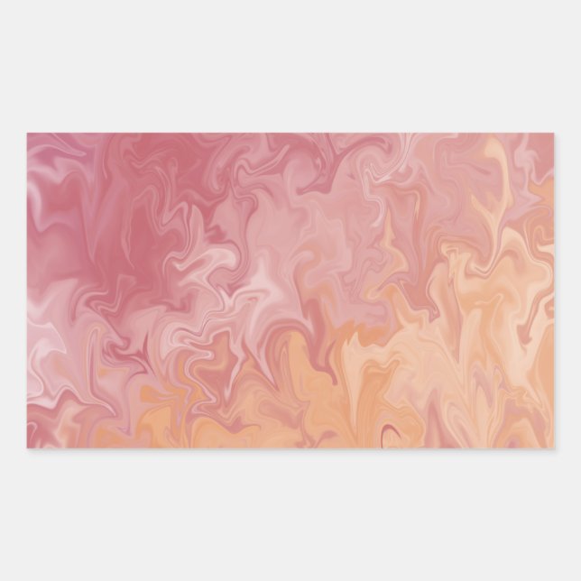 Pegatina Rectangular Orange Liquid Marble Abstract Pattern (Anverso)
