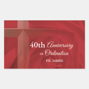 Pegatina Rectangular Orden de Aniversario del Sacerdote Nombre Personal