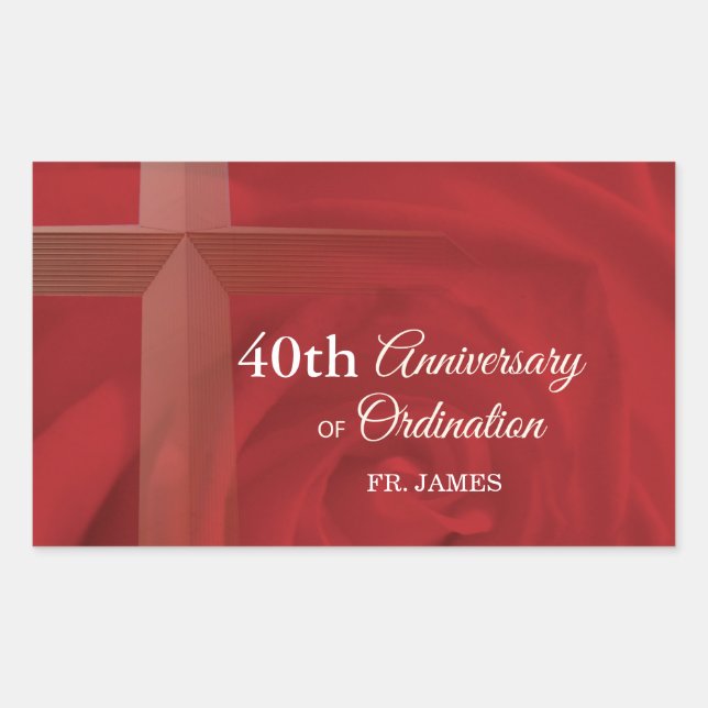Pegatina Rectangular Orden de Aniversario del Sacerdote Nombre Personal (Anverso)