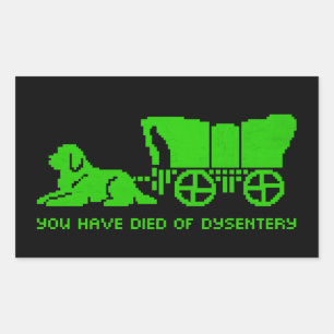 Pegatina Rectangular Oregon Trail Terranova estilo disentería 
