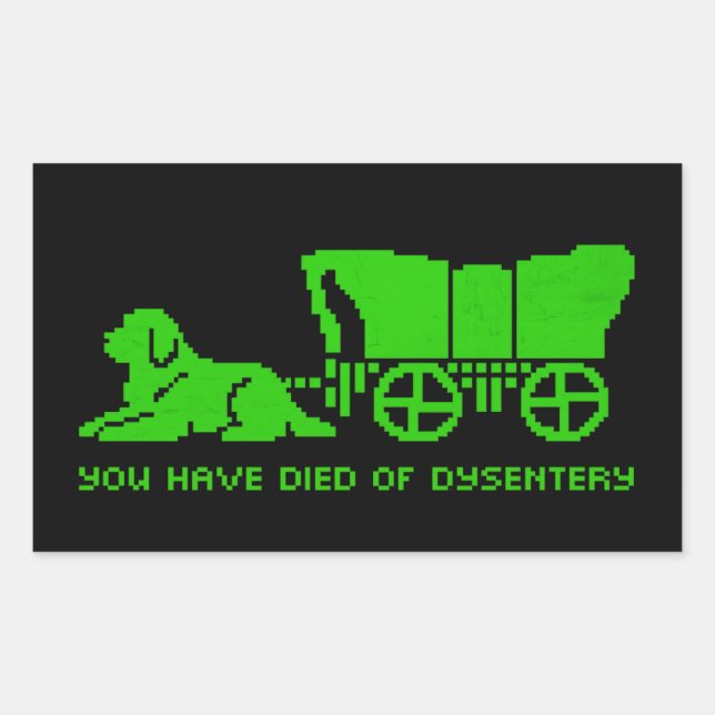 Pegatina Rectangular Oregon Trail Terranova estilo disentería  (Anverso)
