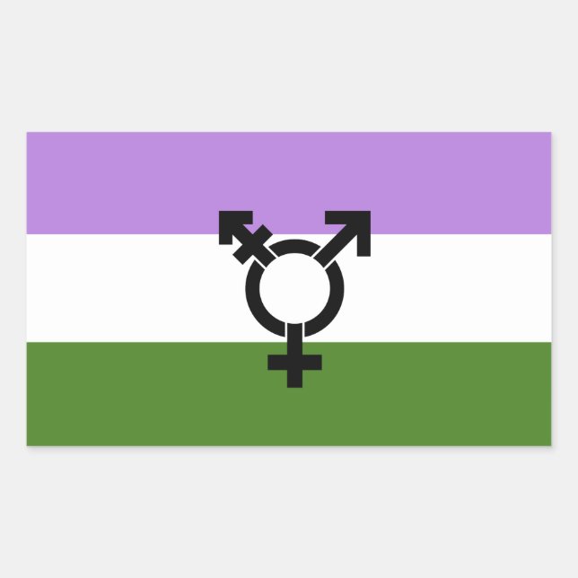 Pegatina Rectangular Orgullo de género queer - queer (Anverso)