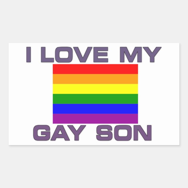 Pegatina Rectangular Orgullo Gay Amo a mi Hijo Gay (Anverso)