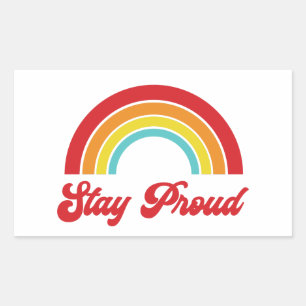 Pegatina Rectangular Orgullo gay arcoiris retro