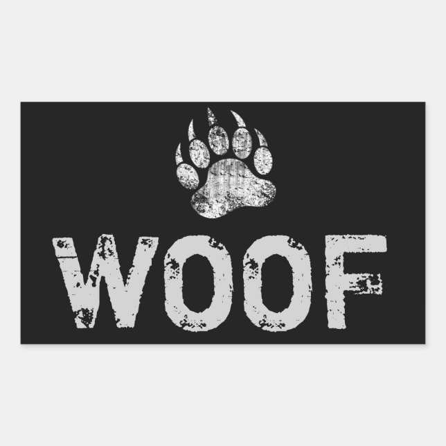 Pegatina Rectangular Orgullo Gay del oso afligido Oso Paw WOOF (Anverso)