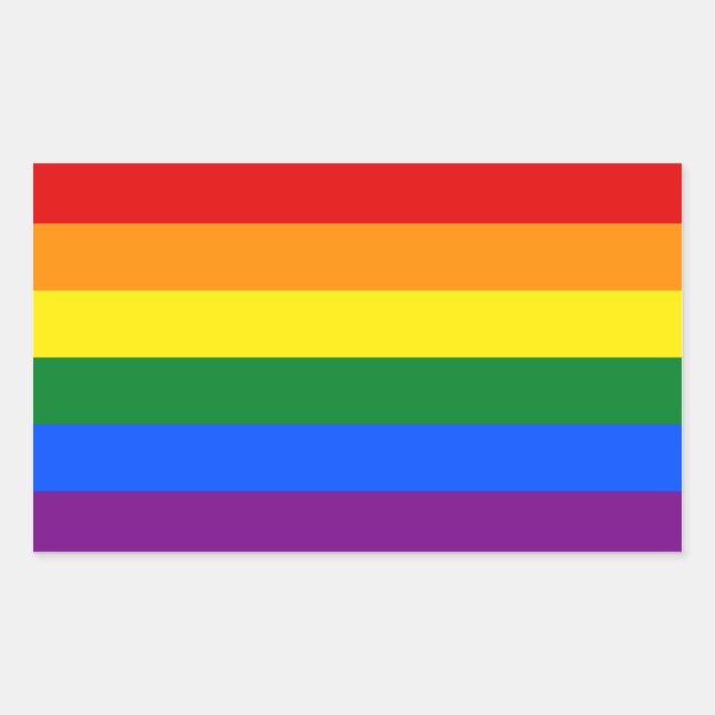Pegatina Rectangular Orgullo gay LGBT Banda arcoiris (Anverso)