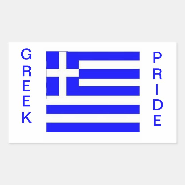 Pegatina Rectangular Orgullo griego. Bandera de Grecia (Anverso)