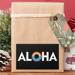 Pegatina Rectangular Orgullo LGBTQ Isla Arcoíris Aloha Hawái