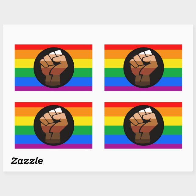Pegatina Rectangular ORGULLO LGBTQ (Orgullo Puño POC) (Hoja)
