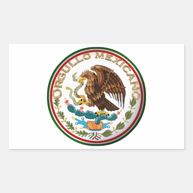 Pegatina Rectangular Orgullo Mexicano (Águila de la bandera mexicana) (Anverso)