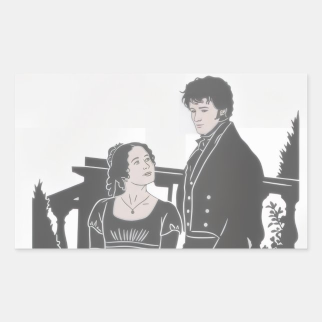 Pegatina Rectangular Orgullo y Prejuicio 1995 Elizabeth & Darcy (Anverso)