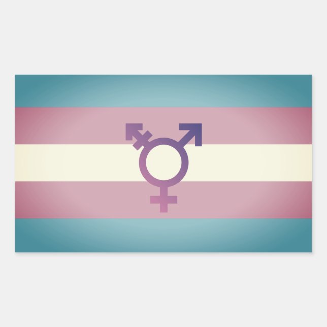Pegatina Rectangular Orgullo y símbolo transgénero (Anverso)