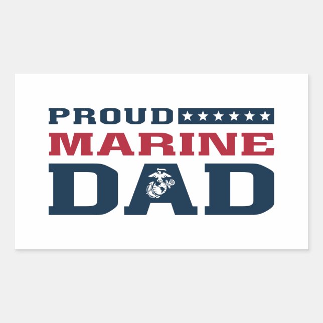 Pegatina Rectangular Orgulloso Marine Dad (Anverso)