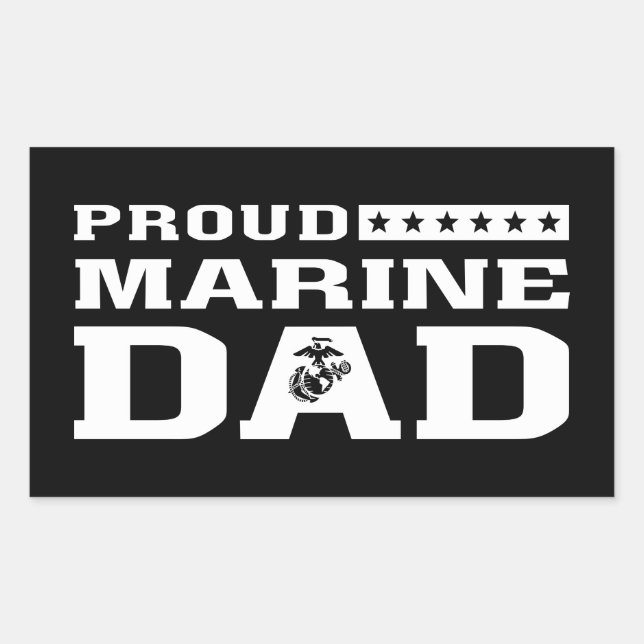 Pegatina Rectangular Orgulloso Marine Dad (Anverso)