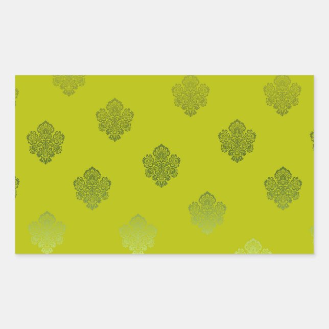 Pegatina Rectangular ornamentos blancos de sikl verde plata (Anverso)