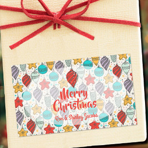 Pegatina Rectangular Ornamentos de árbol de navidad de vacaciones vinta