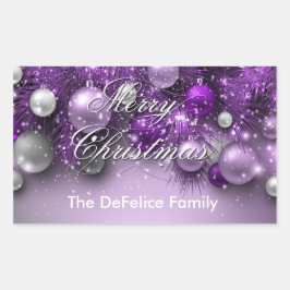 Pegatina Rectangular Ornamentos de vacaciones de navidades - Púrpura