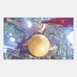 Pegatina Rectangular Ornamentos feriados de invierno