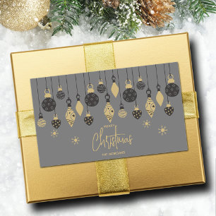 Pegatina Rectangular Ornamentos navideños de moda en gris