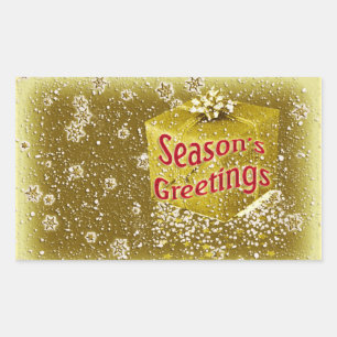 Pegatina Rectangular Oro del navidad de los regalos de los copos de