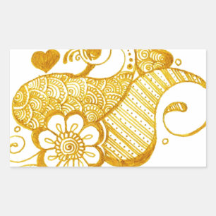 Pegatina Rectangular Oro Mehndi henna art